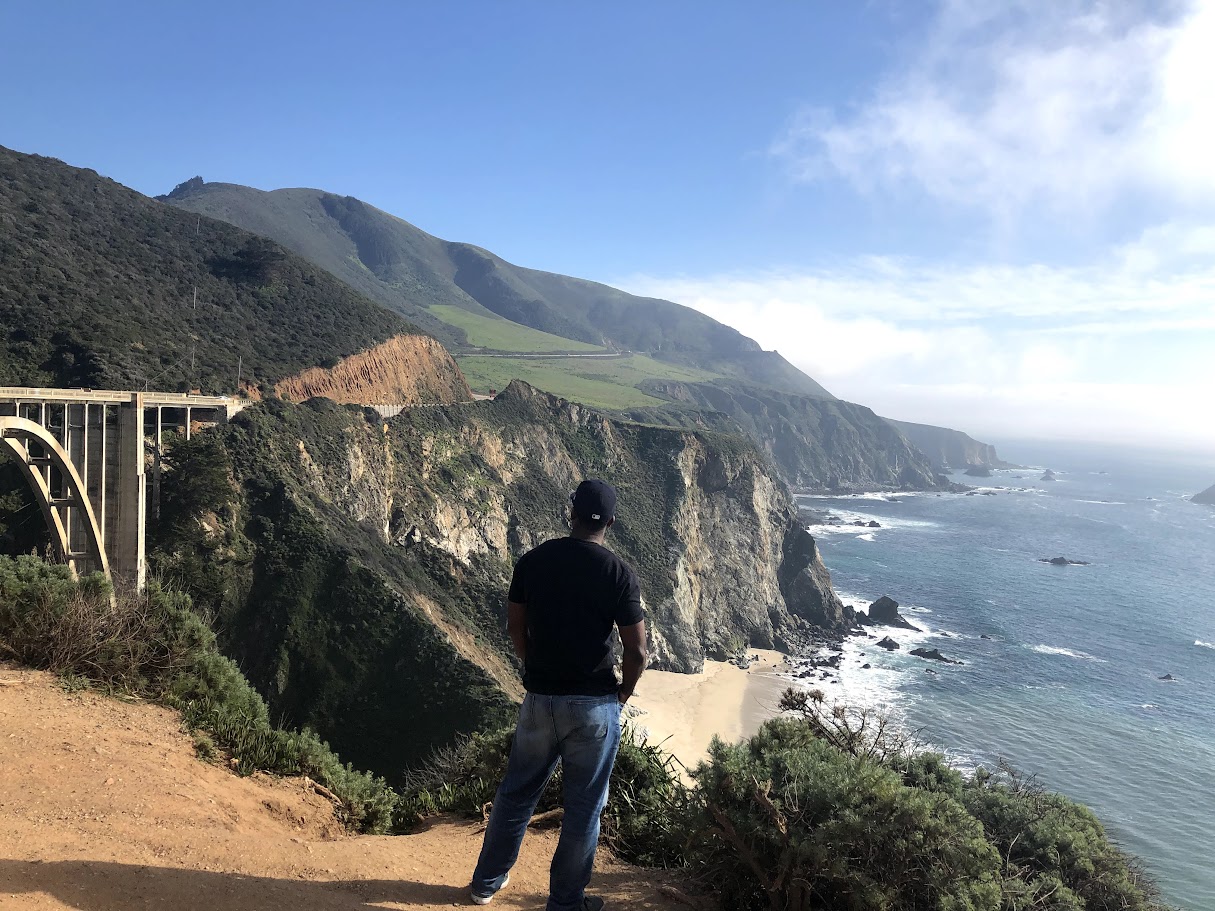 Keith Crumpler overlooking the Big Sur coastline near Bixby Creek Bridge